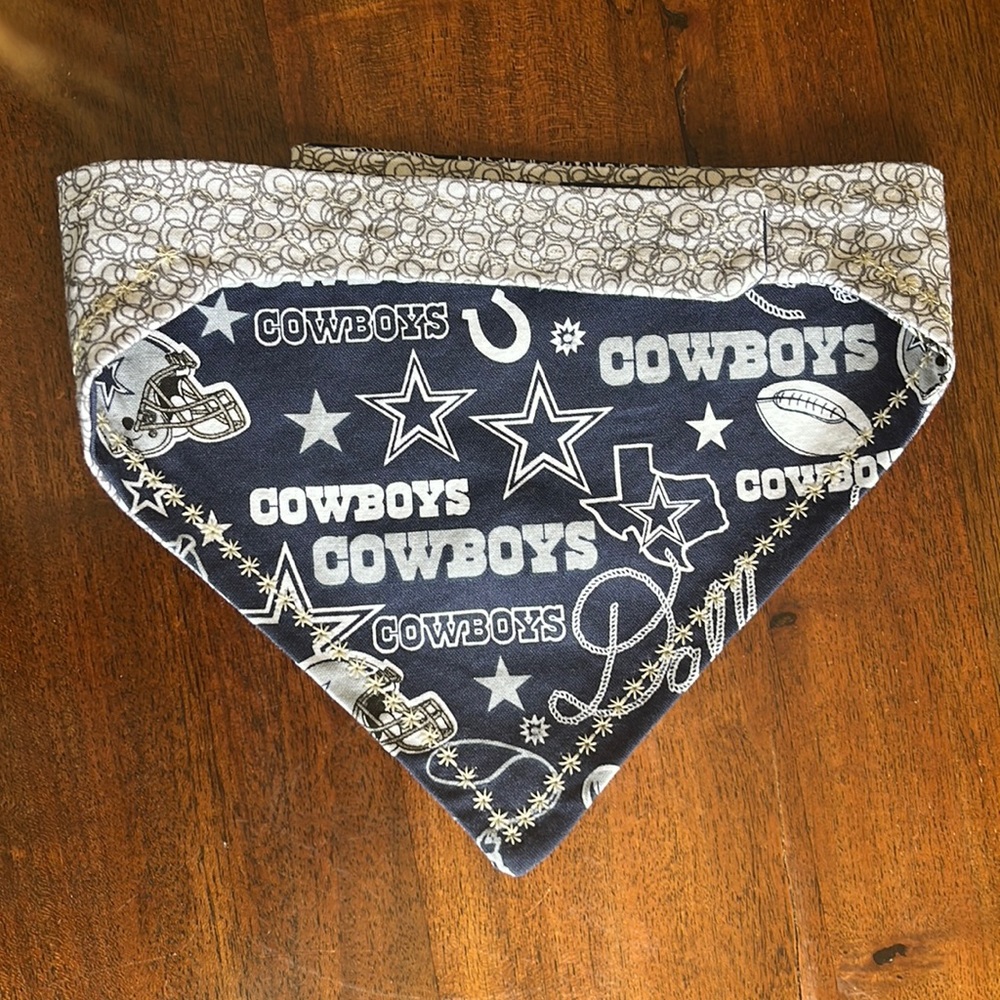 Cowboys Reversible handmade dog bandanna